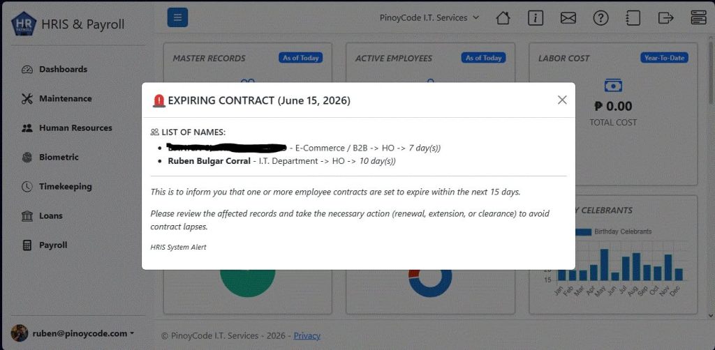 | Automated Employee Contract Monitoring