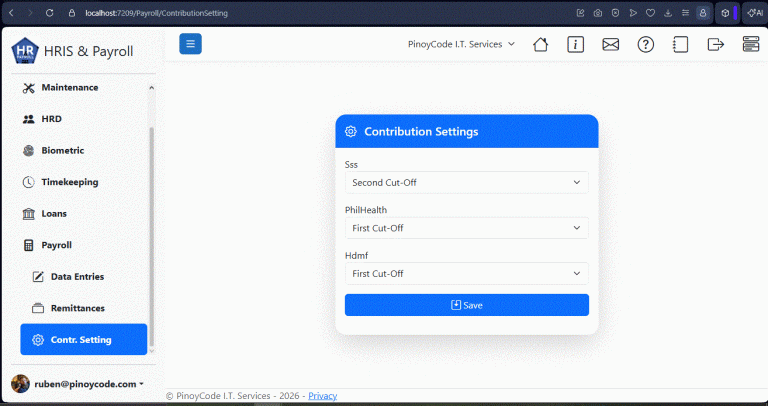 HRIS Payroll Enhancement: Mandatory Contribution Settings for SSS, PhilHealth, and Pag-IBIG