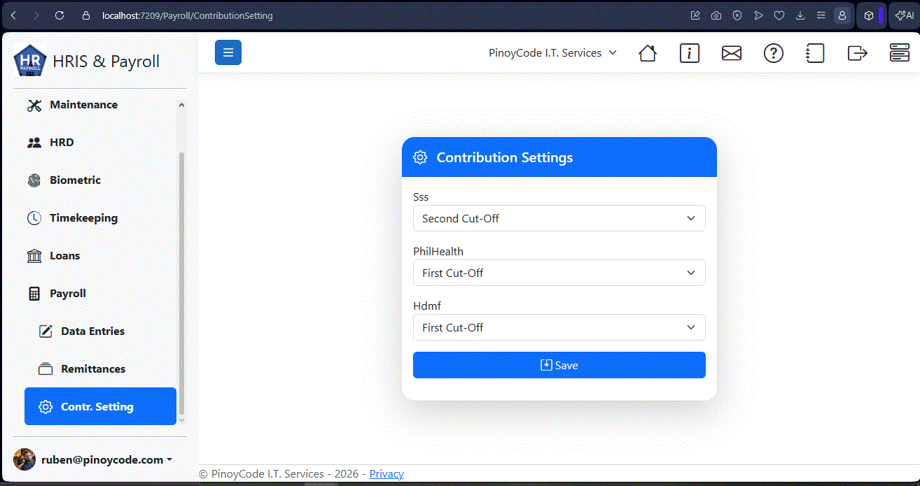 HRIS Payroll Enhancement: Mandatory Contribution Settings for SSS, PhilHealth, and Pag-IBIG