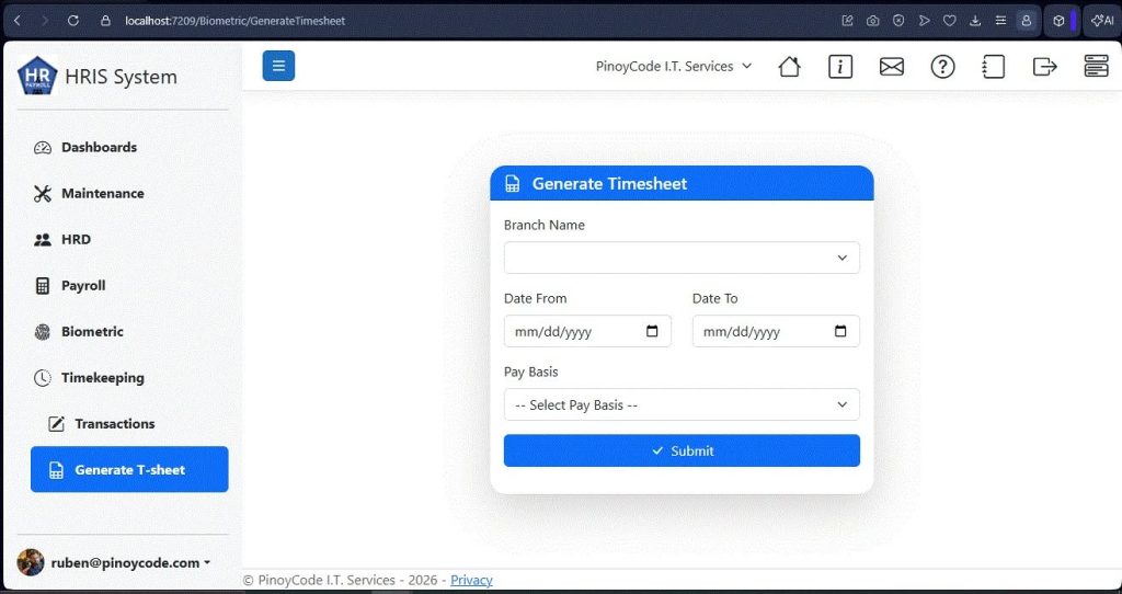 HRIS EF Core migration improving biometric timesheet generation and payroll processing performance