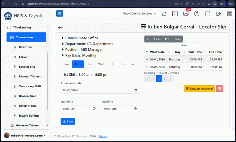 HRIS EF Core Migration Update: Locator Slip Module for Accurate Timekeeping