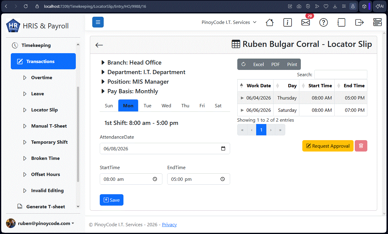 HRIS EF Core Migration Update: Locator Slip Module for Accurate Timekeeping