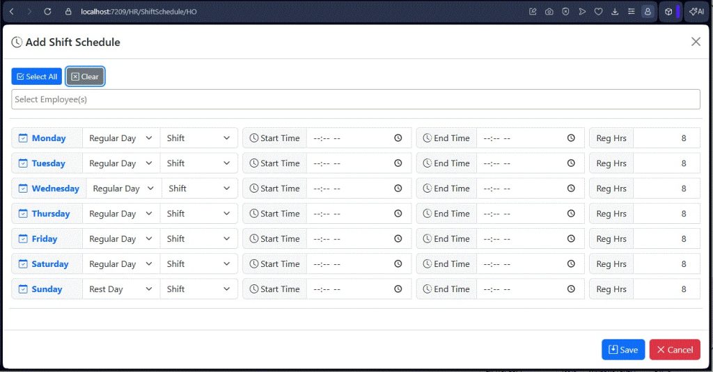 HRIS Shift Schedule Setup Enhancement: Faster Bulk Employee Scheduling