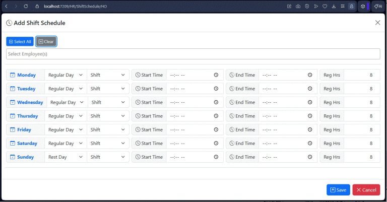 HRIS Shift Schedule Setup Enhancement: Faster Bulk Employee Scheduling