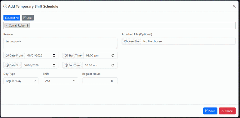 HRIS Shift Override Management with EF Core API Integration