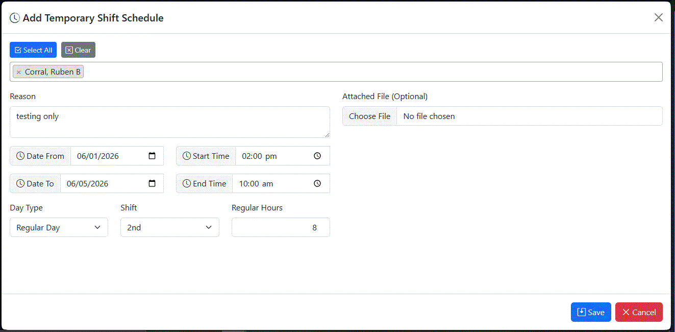 HRIS Shift Override Management with EF Core API Integration